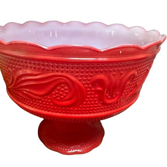 Vintage E.O. Brody Red Milk Glass Candy Dish Bowl MCM - Picture 3 of 8